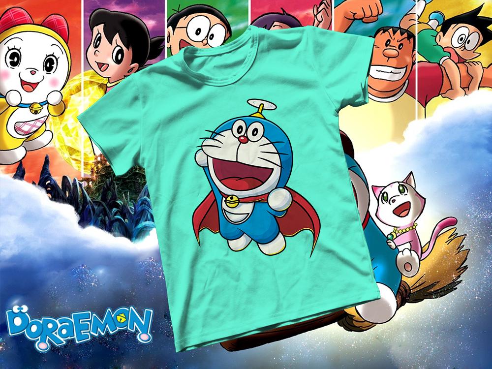 [HCM]Áo thun Cotton Unisex - Anime - Doraemon - Doraemon superman