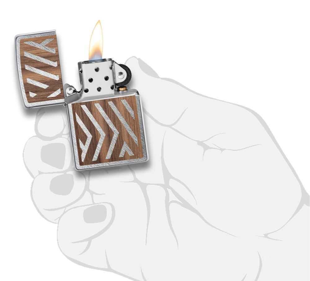 Zippo 29902 - Zippo Woodchuck Paths Heringbone Sweep Walnut Emblem