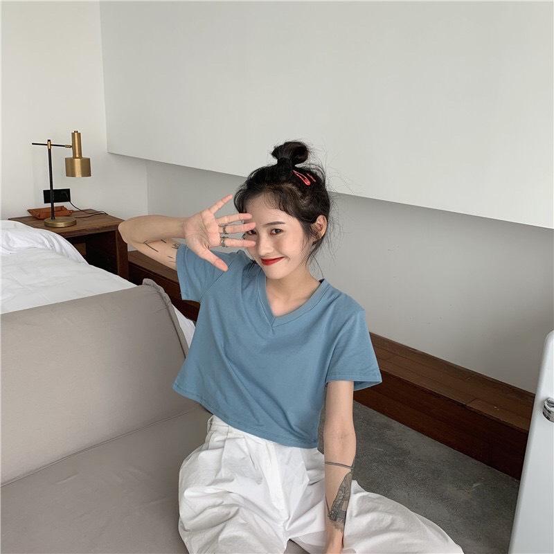 [HCM]ÁO THUN CROPTOP CỔ TIM NỮ