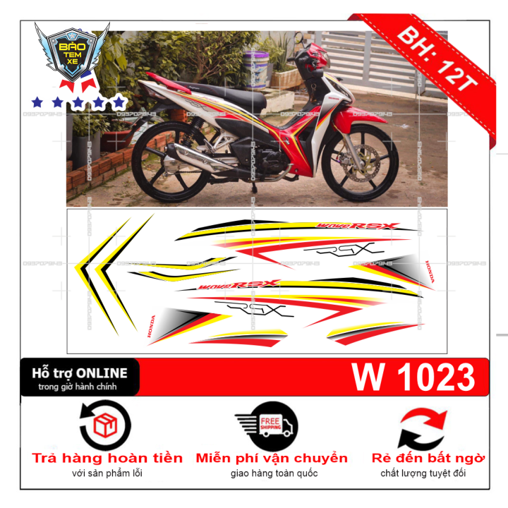 Tem rời xe wave RSX trắng đỏ