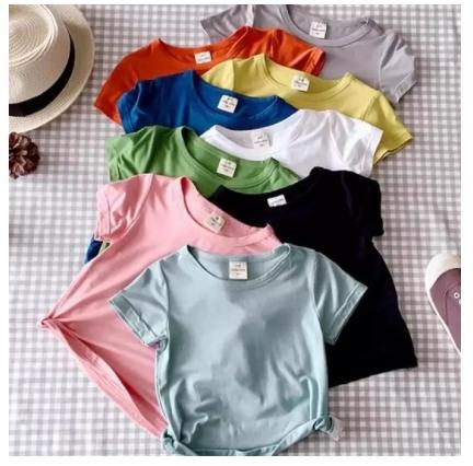 Set 5 chiếc áo thun cotton 5 màu khác nhau kiểu dáng basic cho bé trai/gái