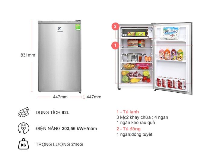Tủ Lạnh Mini Electrolux - Model EUM0900SA