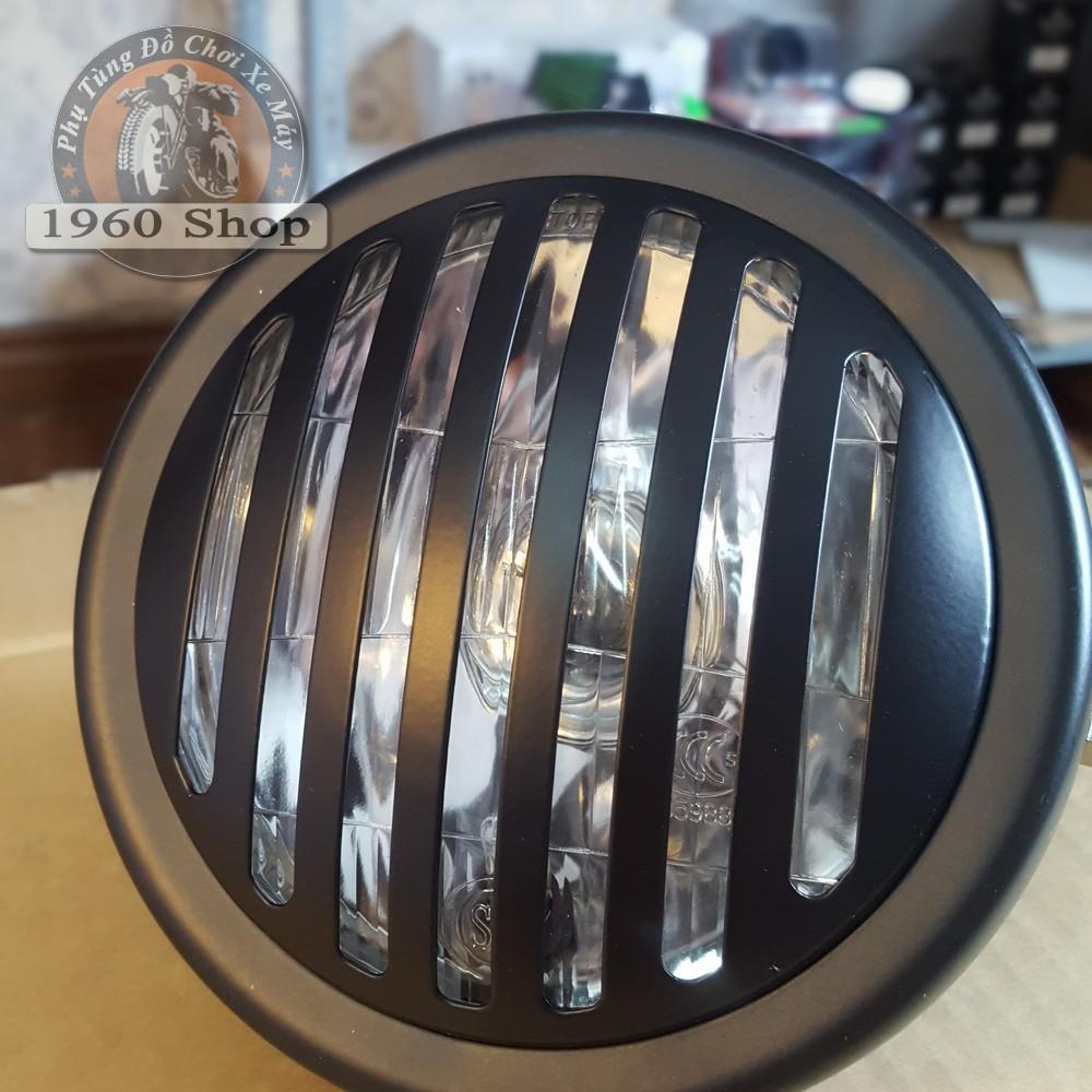 đèn pha xe máy độ SU GN gáo đèn và lưới vỏ kim loại màu đen sơn tĩnh điện, kính thủy tinh, bóng sợi đốt có kèm đèn sương mù Phù hợp độ Cafe Racer Tracker Win 67 Dream CUB và các loại xe máy