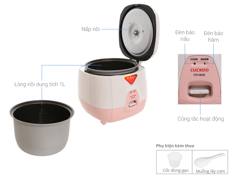Nồi cơm điện cơ 1L Cuckoo CR-0632 - Korean