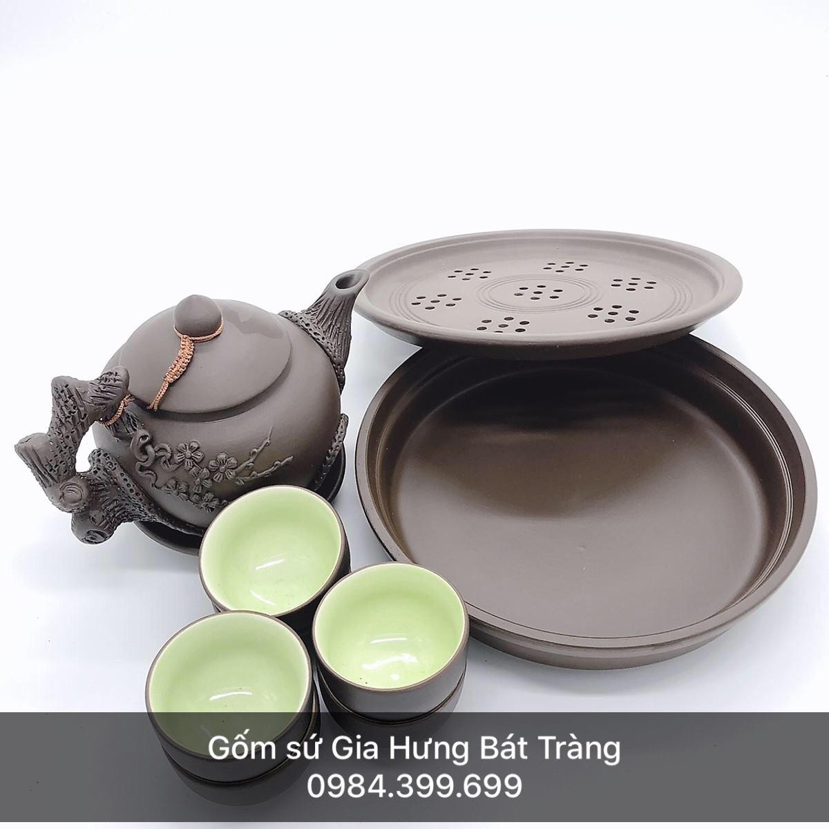 Bộ ấm chén  gốm sứ Gia Hưng Bát Tràng