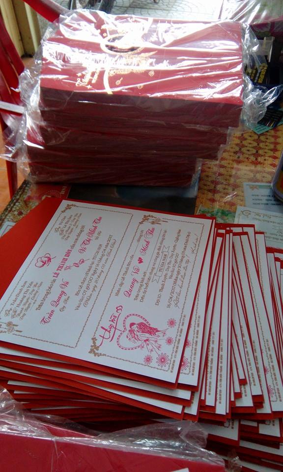 Phôi thiệp cưới Hồng và Đỏ x 10 Thiệp