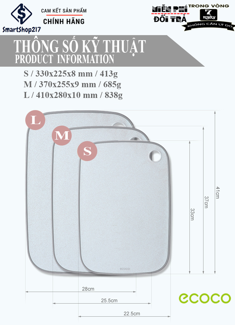 Thớt Cao Cấp Làm Từ Rơm Lúa Mì - Thương Hiệu Nhật Bản Ecoco