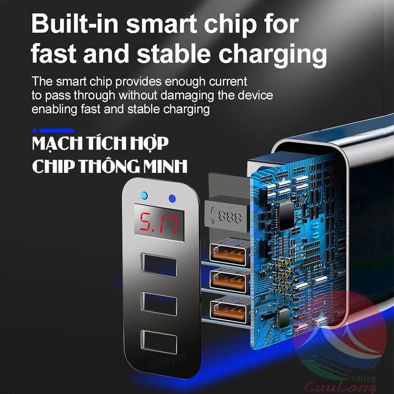Fast Charge 3A Ànd Quick Charge 3.0 Measure Voltage Adapter