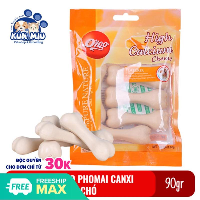 Xương gặm cho chó Orgo 90gr gói 5 thanh hình xương vị Phô mai bổ xung canxi, giúp sạch răng