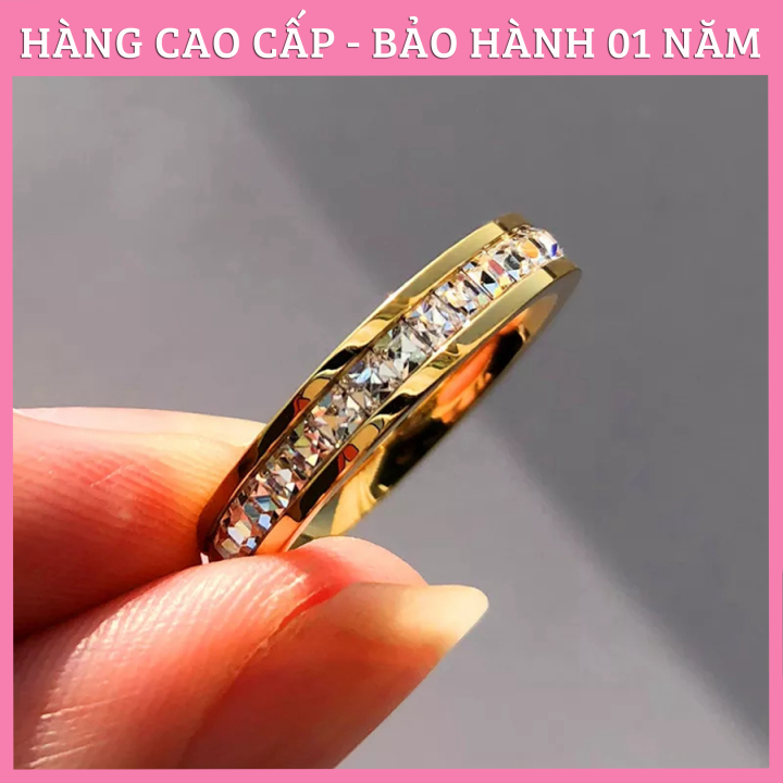 Nhẫn Đôi Nam Nữ Đính Đá Cao Cấp Mẫu 1 Hàng Đá