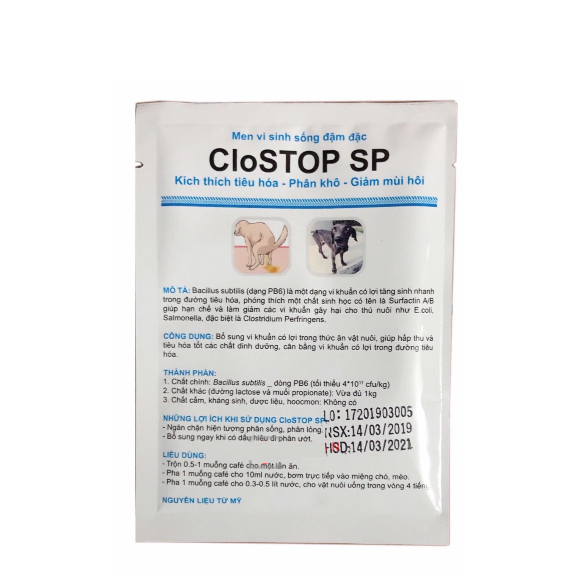 Men tiêu hóa chó mèo CloStop gói 20g