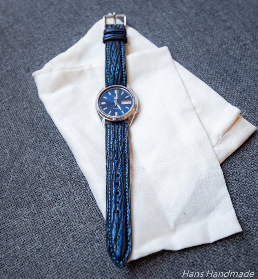 Dây da đồng hồ handmade da cá mập
