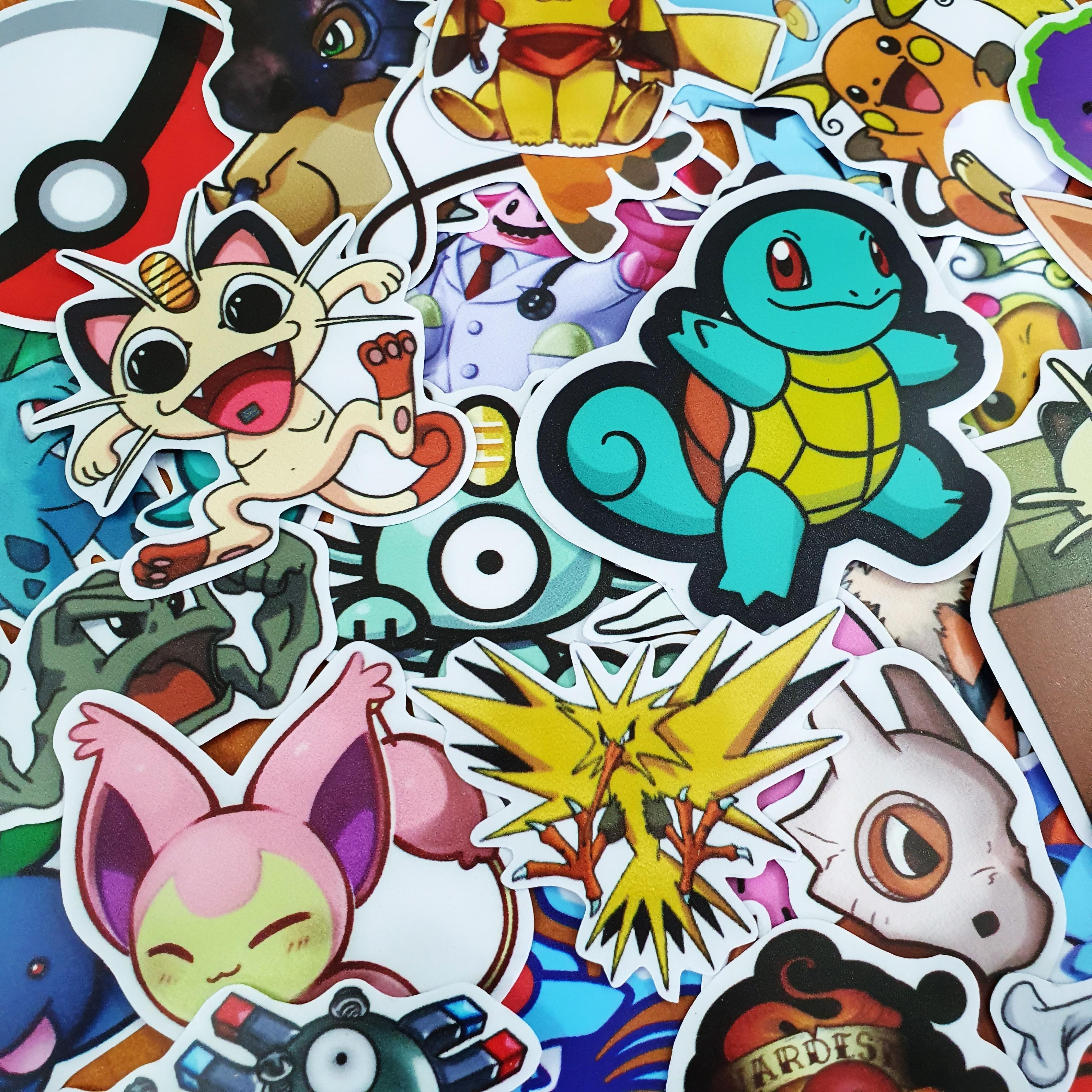 Bộ hình dán POKEMON bảo bối thần kỳ PIKACHU dễ thương sticker pvc chống nước cao cấp, không bay màu - Owl Sticker
