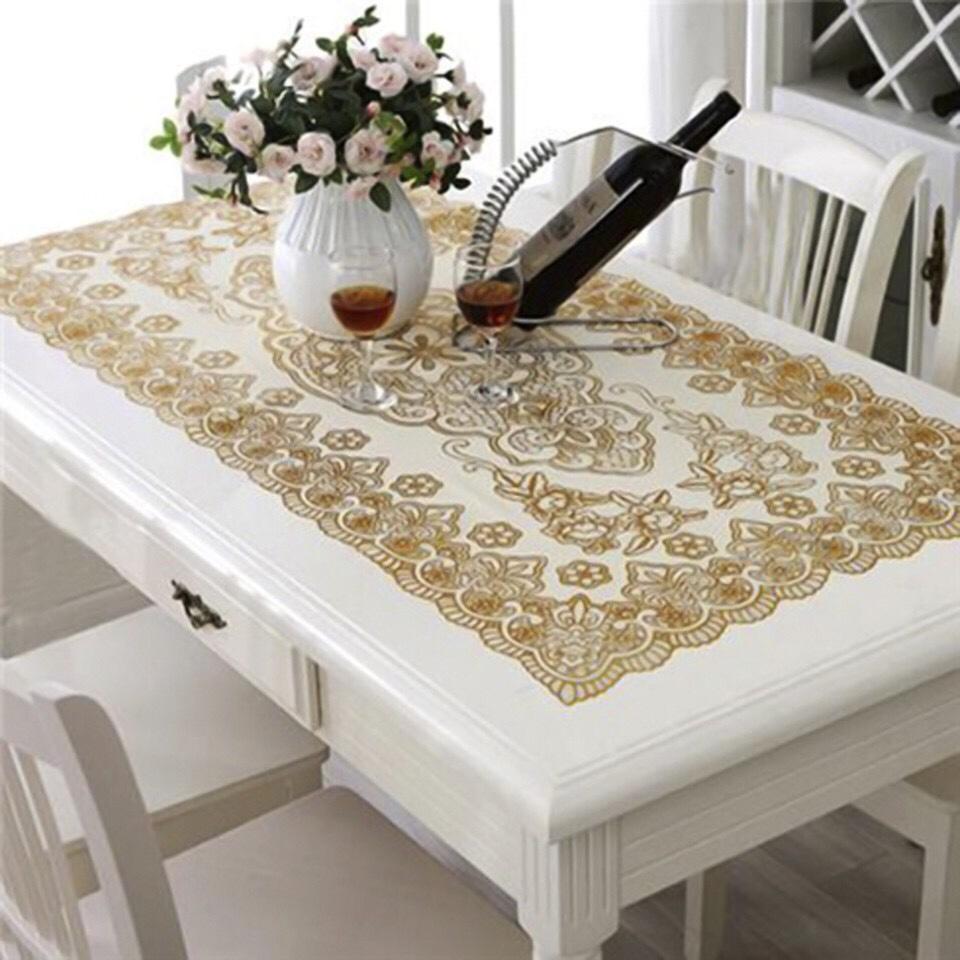 khăn trải bàn dập hoa nổi Vàng 60cm x 120cm