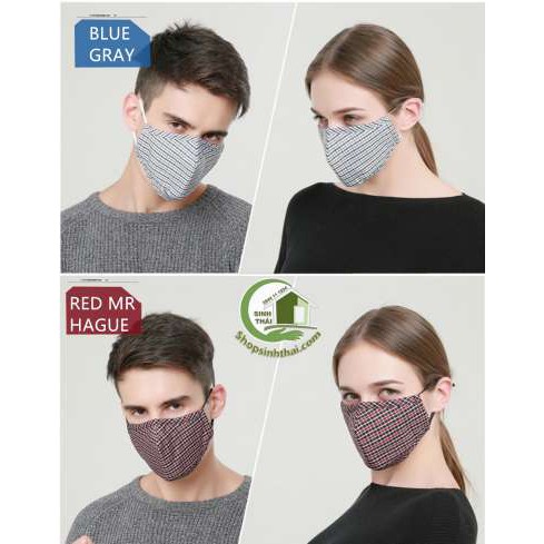 Khẩu trang chống bụi dày 3 lớp hoa văn kẻ sọc - giao màu ngẫu nhiên