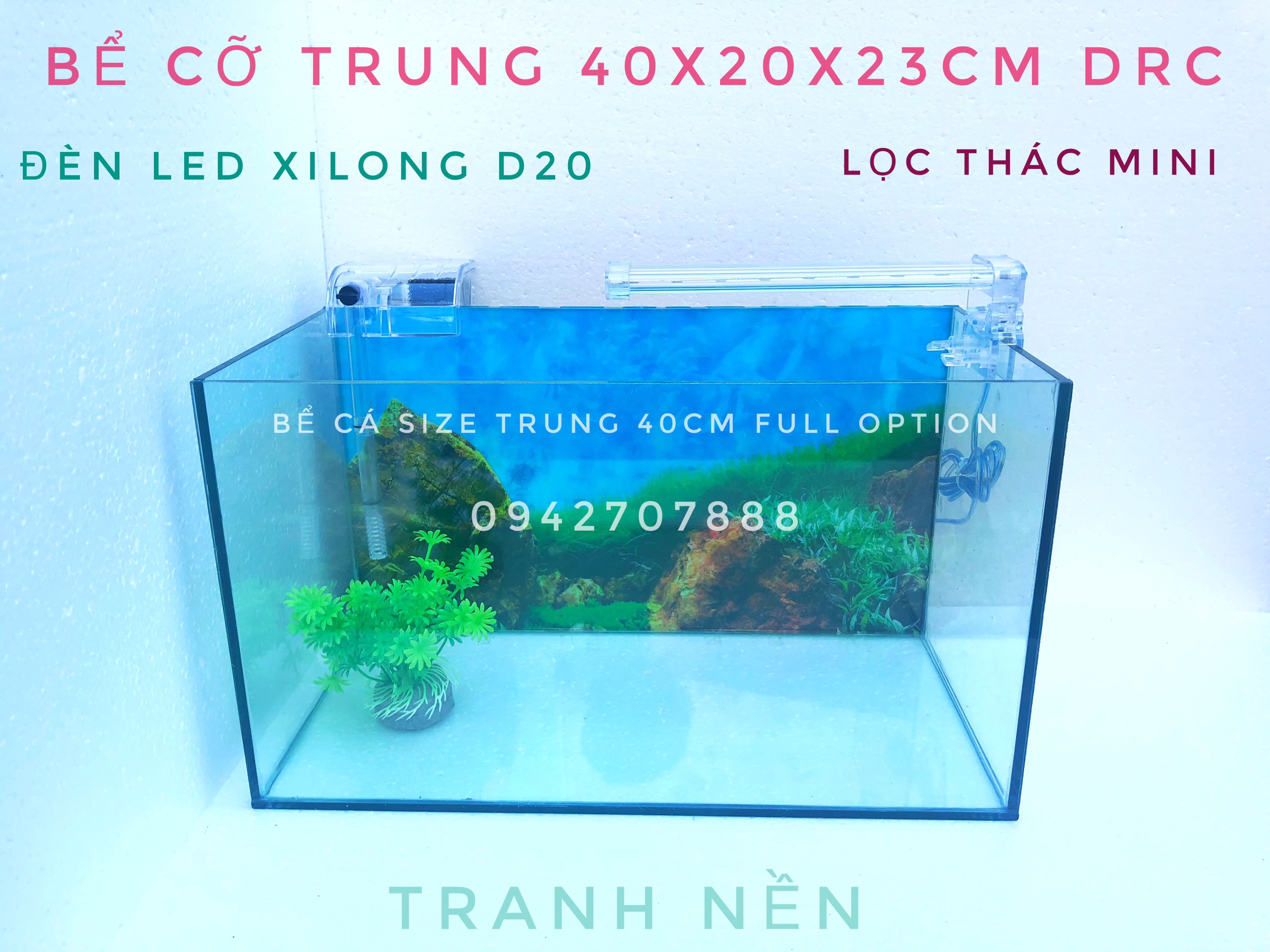 RBS Bể cá để bàn giá rẻ - bể cá mini cỡ 40cm trọn bộ