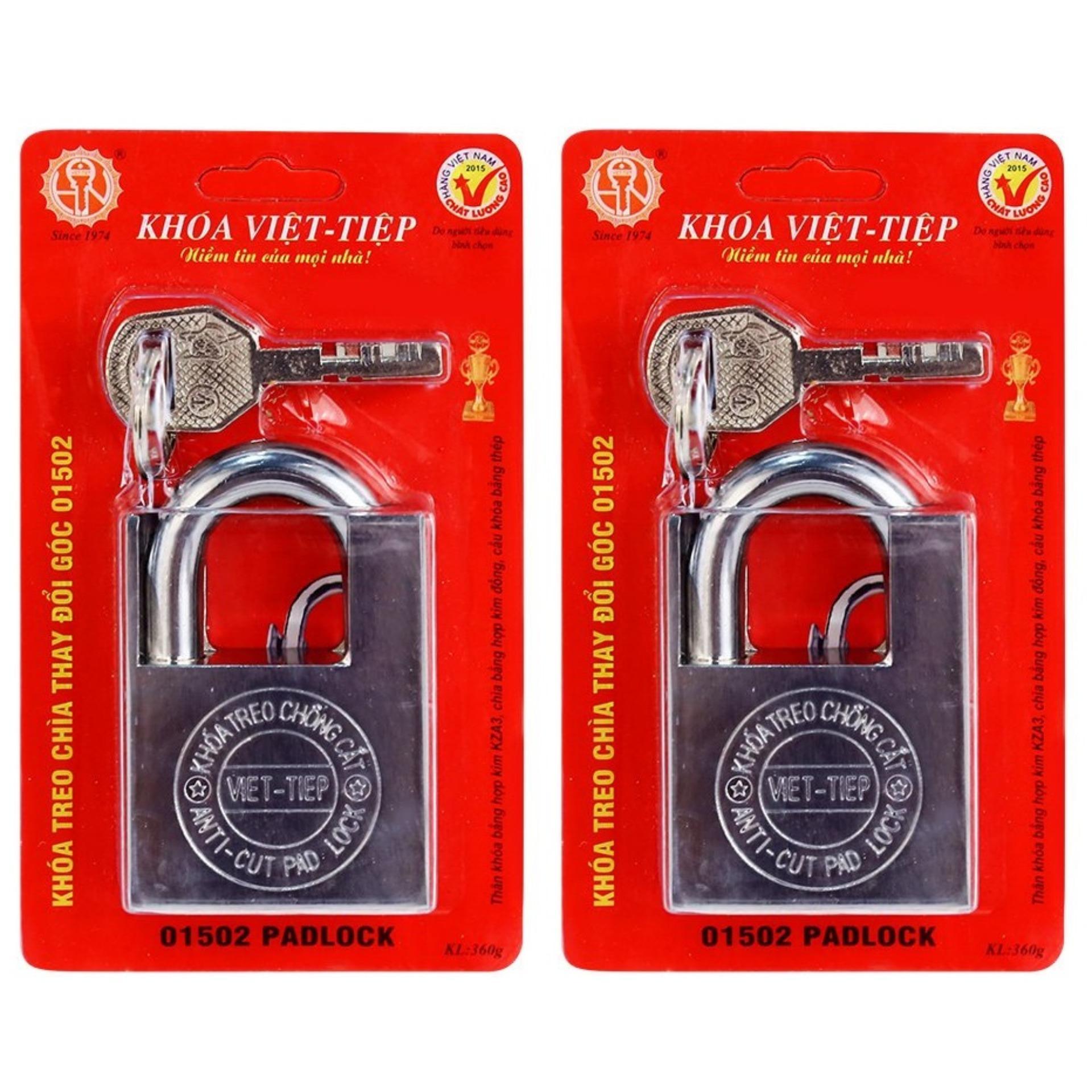 Bộ 2 ổ khóa treo khóa cửa chống cắt 50mm 360g việt tiệp 01502
