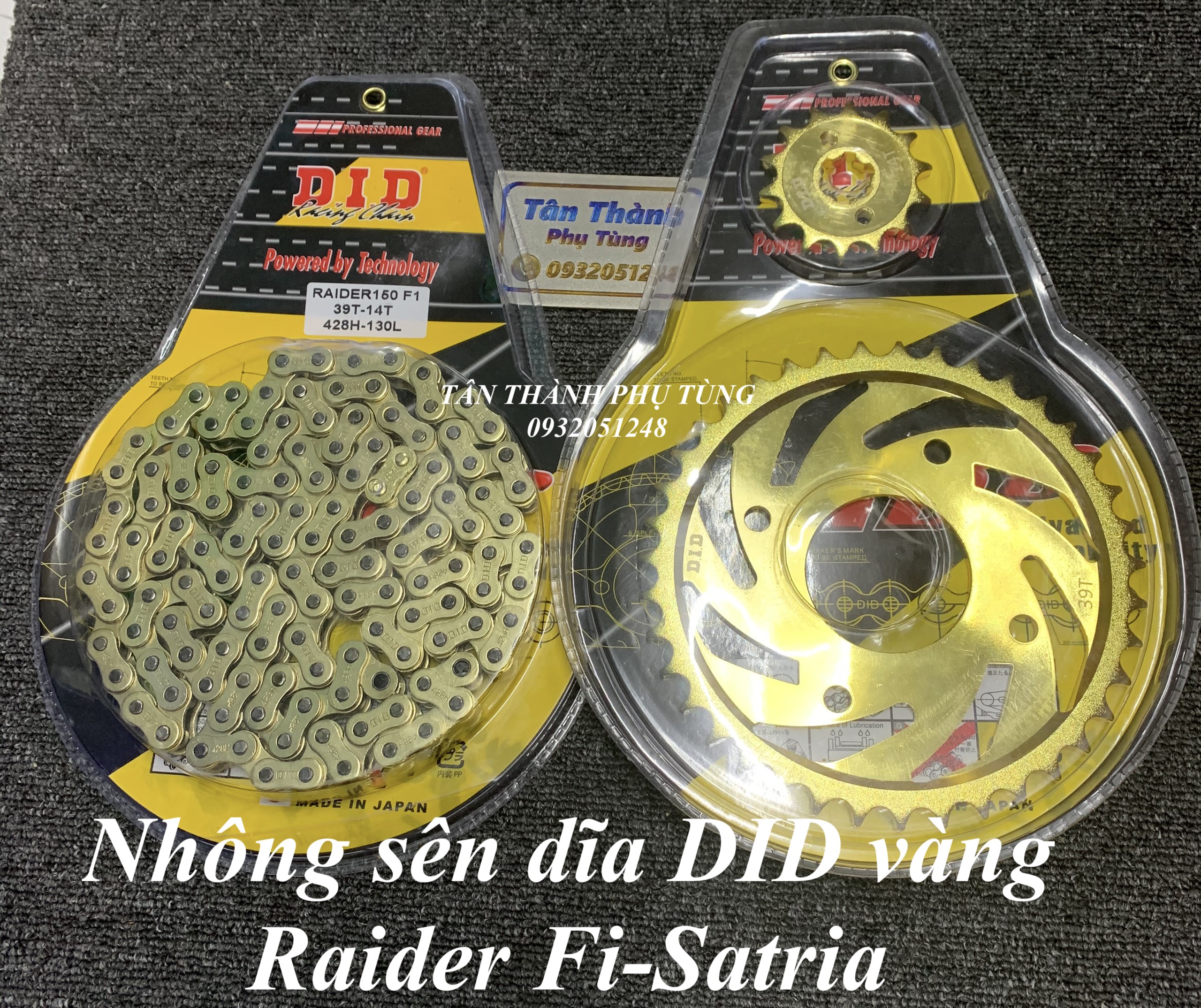 Nhông sên đĩa DID vàng Vĩ RAIDER FI-SATRIA (14T-39T)