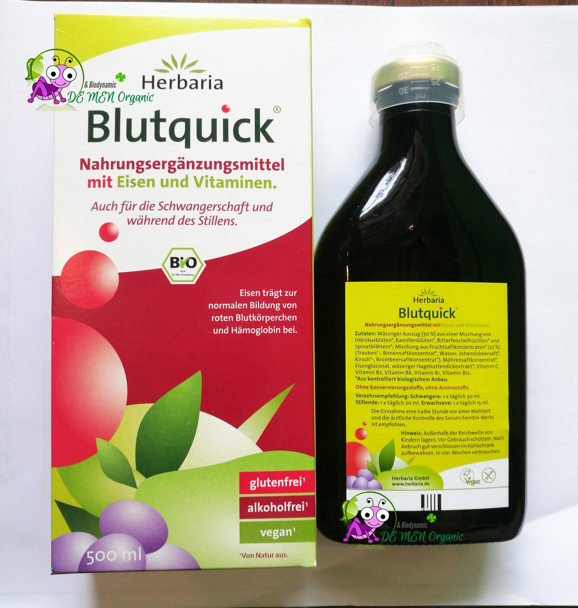 Dung Dịch Bổ Sung Sắt Hữu Cơ Blutquick Hebaria Đức (500 ml)