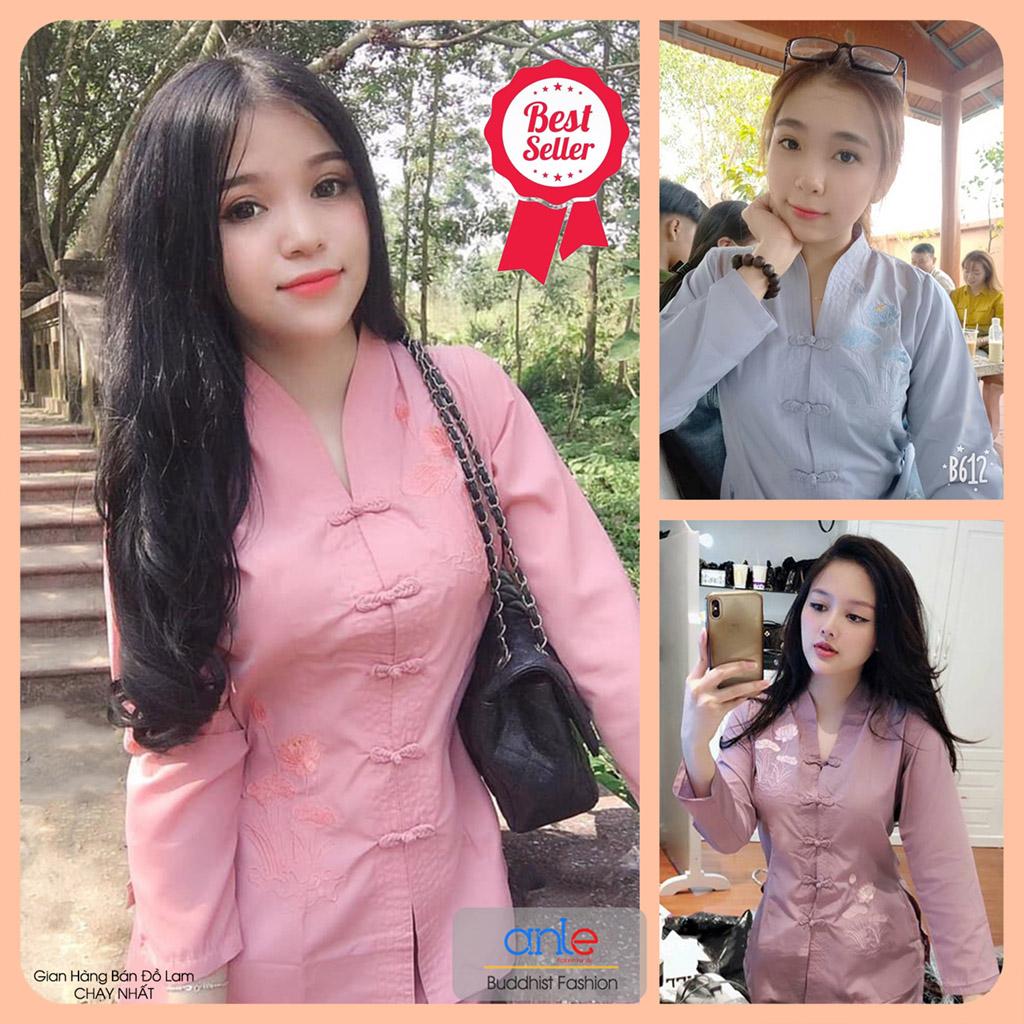 Đồ lam đi chùa BỘ BÀ LAI CỔ TIM - Bộ đồ đi chùa Vải Kate Cotton Mềm Mịn Thoáng Mát Không Nhăn - Quần áo đi chùa Phật tử Kín đáo phù hợp đi lễ - Nhiều Màu - BBLT2AN Anle Store