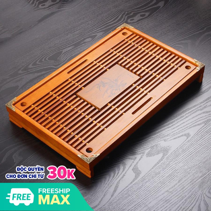 Khay gỗ đẹp, nẹp đồng 4 góc chắc chắn