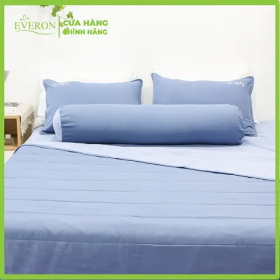 Bộ ga giường Silky Washing Xanh Đậm K-Bedding KSS105 (4 món) thoáng mát mùa hè, vải nhập Hàn Quốc | Everon Bedsheet Set