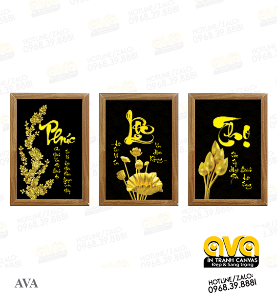 Bộ 3 Khung thư pháp - Phúc lộc thọ