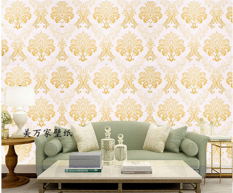 CUỘN 10M X 0.45M DECAL GIẤY DÁN TƯỜNG CHÂU ÂU VÀNG KEO SẴN BÓC DÁN AA098