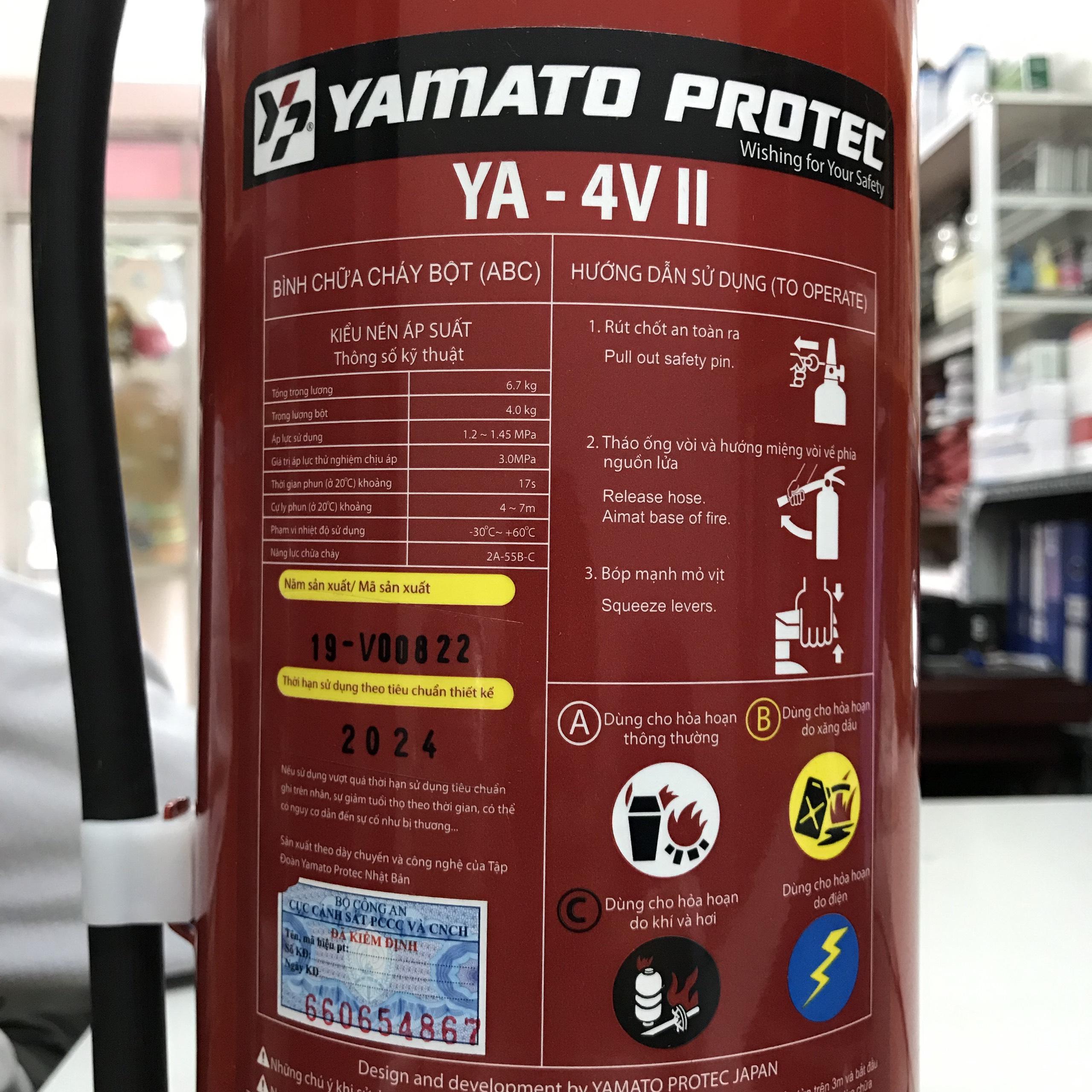 Bình cứu hỏa bột Yamato Protec ABC 4kg, YA-4VII