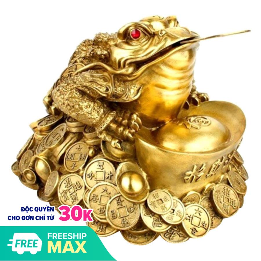 Tượng Thiềm thừ lớn - Chất liệu bằng đồng thau cao 13.5cm (Cóc ba chân linh vật phong thu