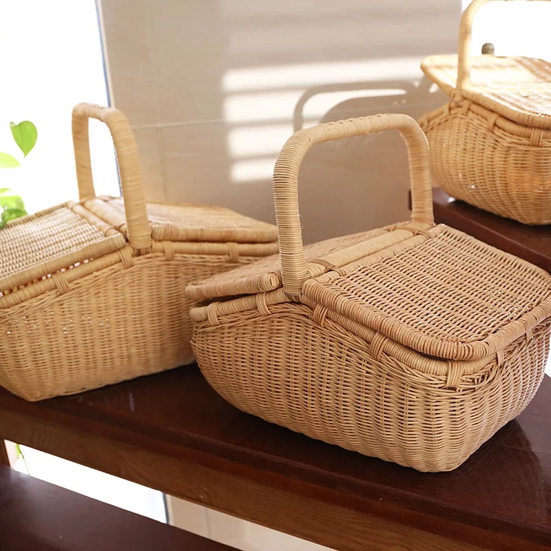 Giỏ mây tre picnic phong cách Bắc Âu - Mây tre đan - BamBoo Home