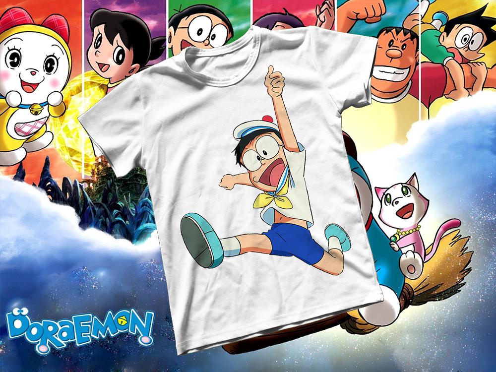 [HCM]Áo thun Cotton Unisex - Anime - Doraemon - Nobita thủy thủ vui vẻ