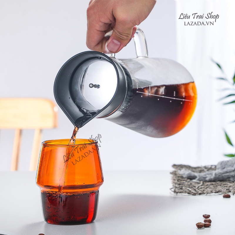 Bình pha cà phê cold brew bình pha cafe lạnh bình pha trà bình nước thuỷ tinh nắp tự động