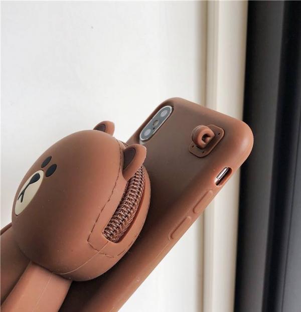 ỐP GẤU VÍ BROWN CHO IPHONE (Tặng dây đeo) 7/8