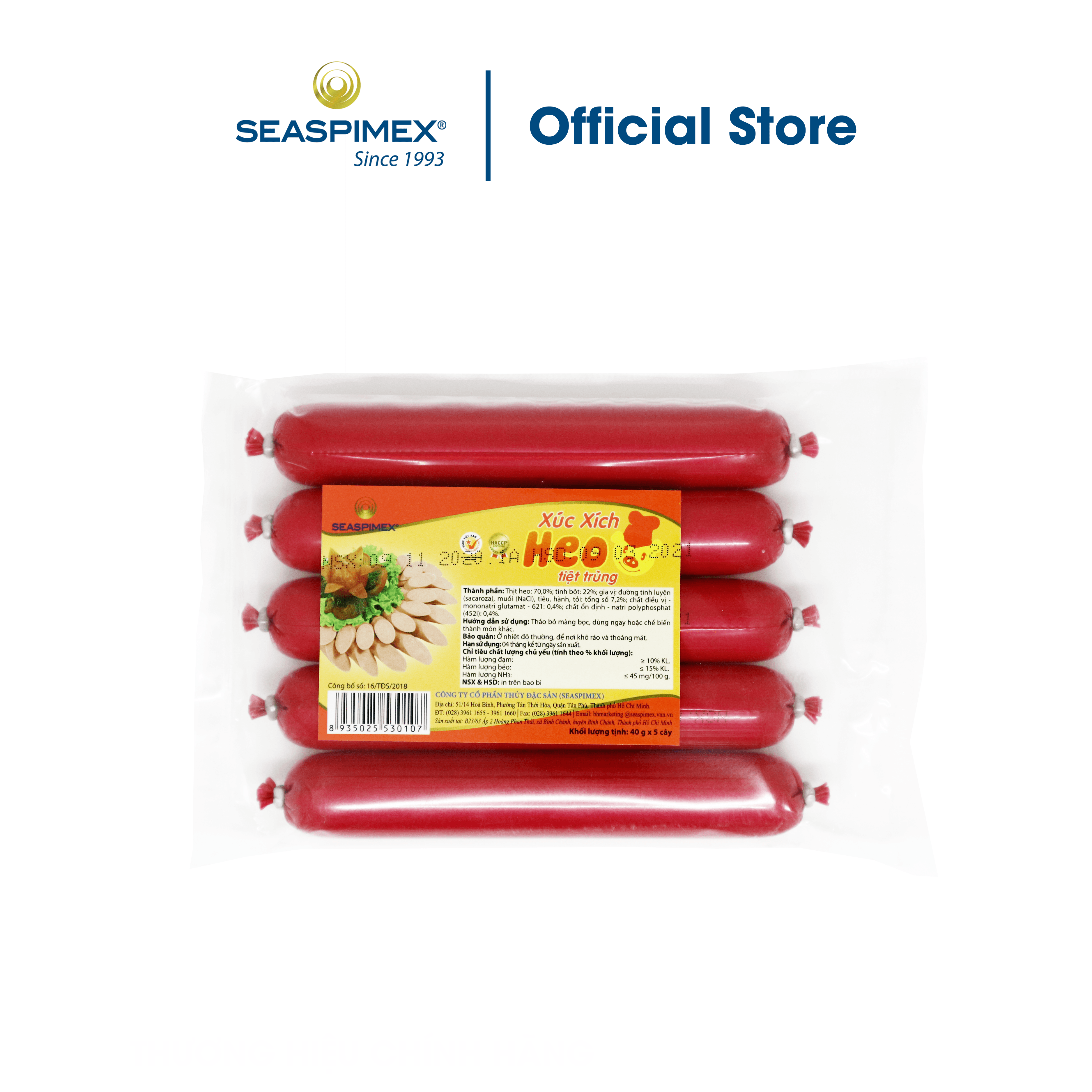 Xúc Xích Heo SEASPIMEX 200g (40g x 5 cây)