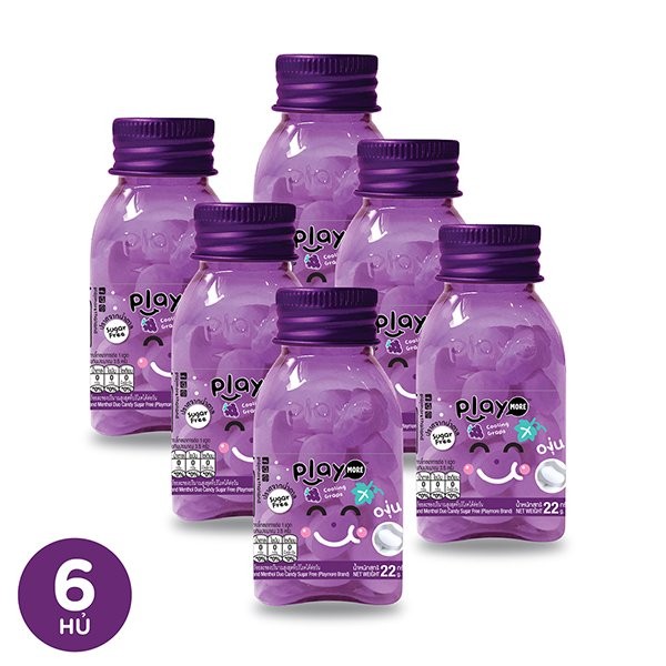 Combo 6 Hũ Kẹo Play More Thái Lan 22g (6 vị)