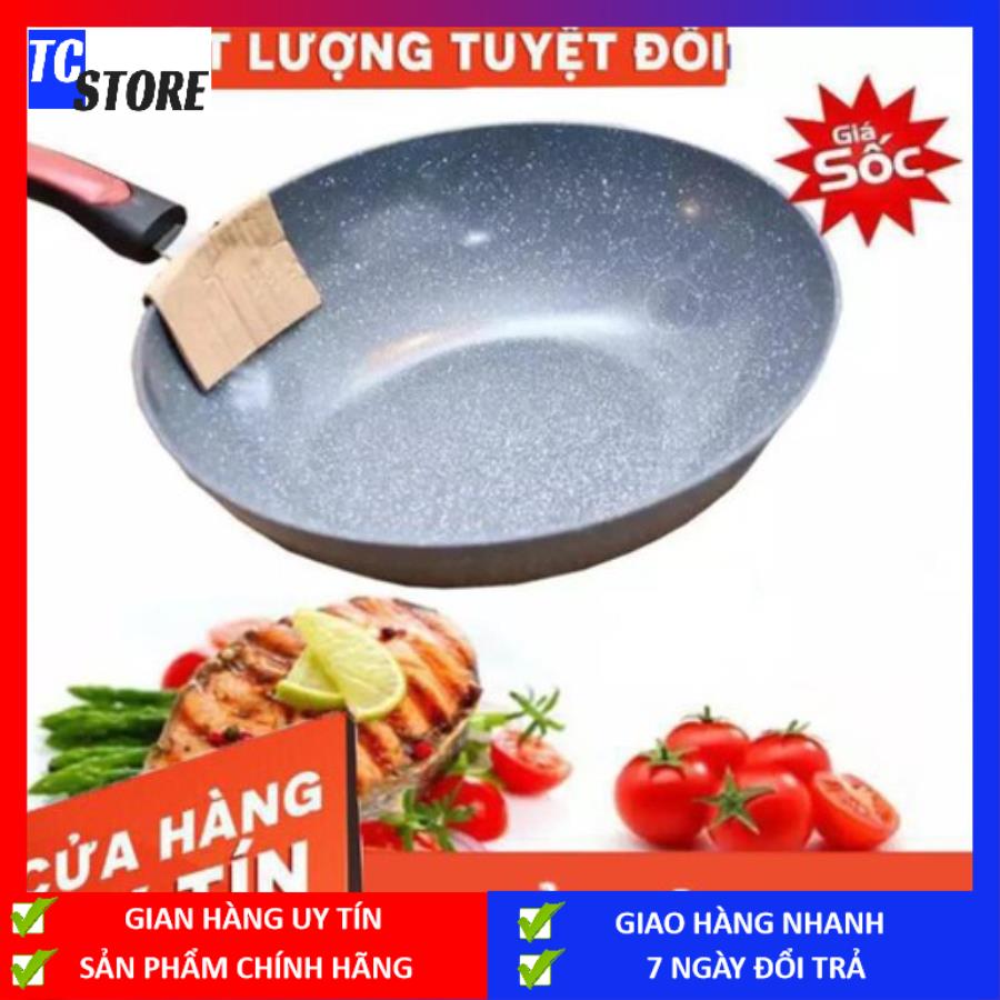 Chảo đá hoa cương sâu Korea 30cm - Bền đẹp, 5 lớp chống dính, dùng được cả bếp từ - Chảo vân đá sâu lòng chống dính - Chảo chống dính