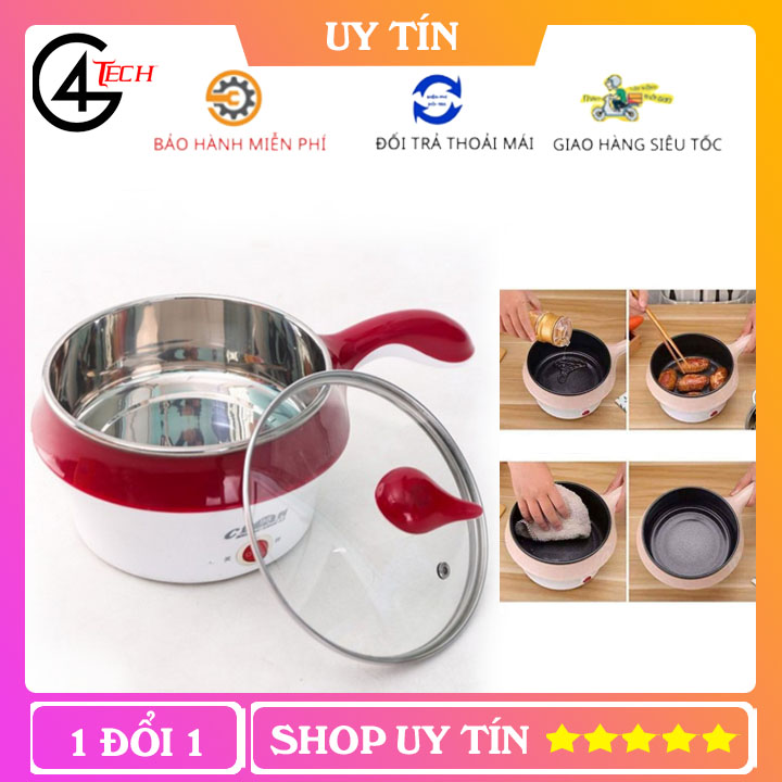 Nồi lẩu mini kèm giá hấp 18cm, Nồi lẩu mini nấu chiên xào rán đa năng