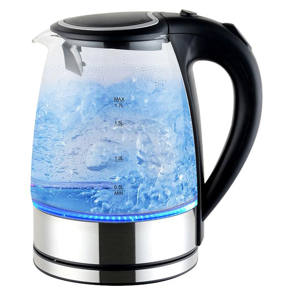 Ấm đun siêu tốc thủy tinh Thương hiệu KAW RK1818 - Đun siêu nhanh, chất liệu thủy tinh cao cấp chịu nhiệt dung tích 1,8 lít với công suất 1800W