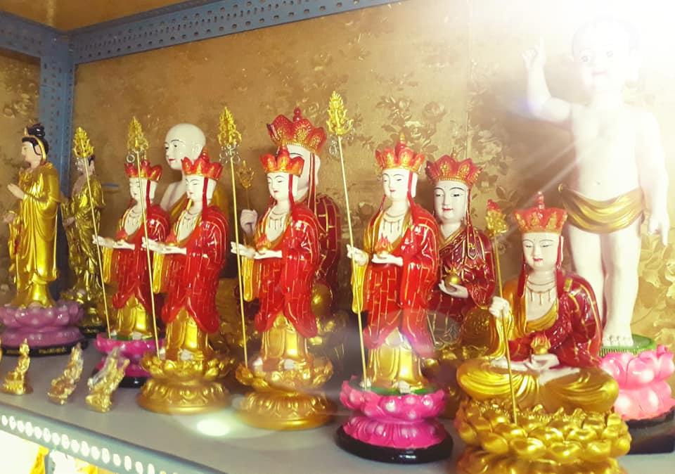 Tượng Địa tạng đứng 40cm sen hồng