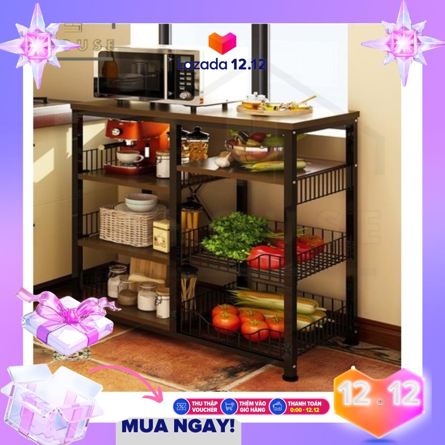 Kệ lò vi sóng thông minh loại 192 kệ nhà bếp hiện đại để lò vi sóng lò nướng nồi cơm điện kèm giá để rau củ gia vị loại tốt chịu lực cao