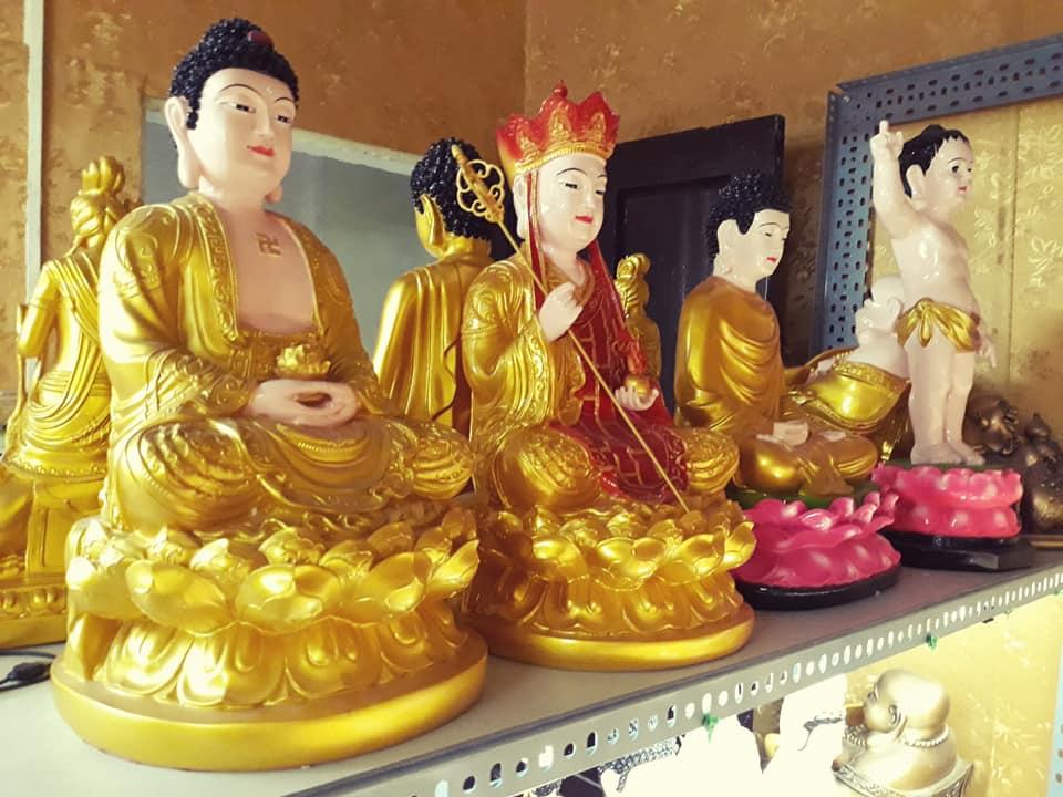 Tượng Phật Di Đà 50cm nhũ sen vàng