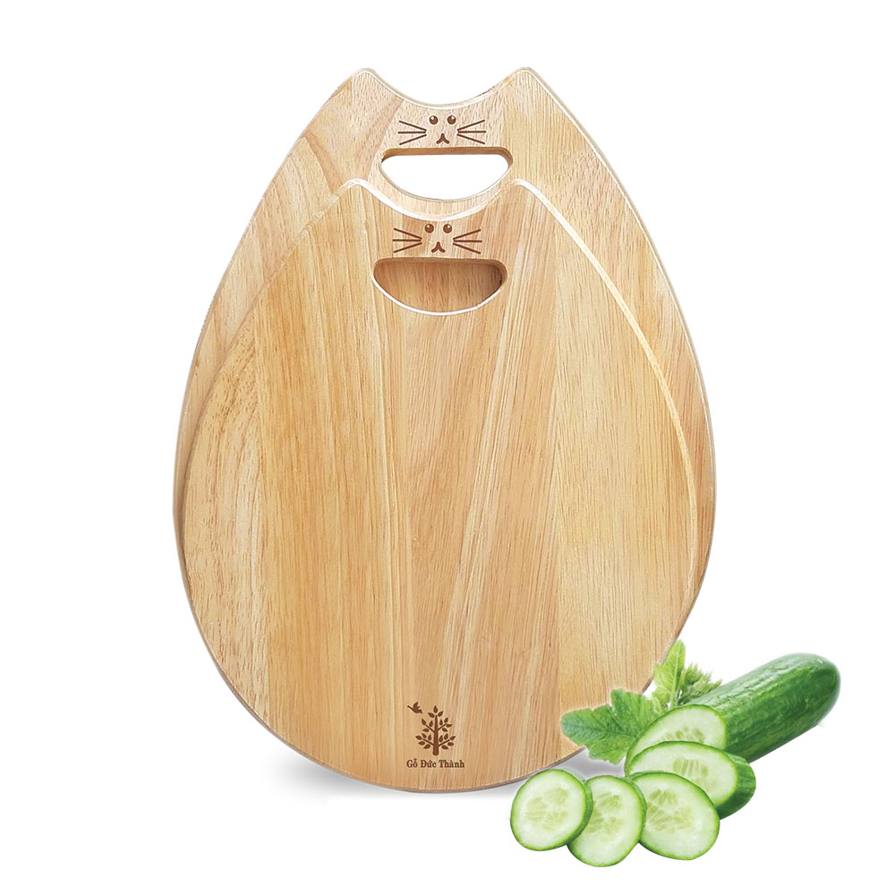 Bộ hai thớt gỗ hình mèo | Gỗ Đức Thành - 00321
