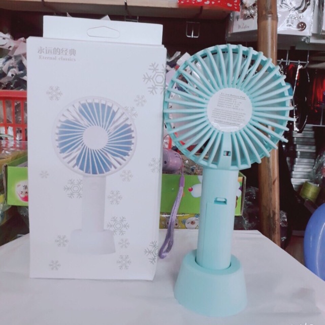 QUẠT MINI CẦM TAY TÍCH ĐIỆN 3 TỐC ĐỘ + PIN + CÁP SẠC