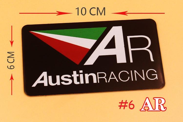 Tem nhôm dán Pô AR AustinRacing 10x6 cm