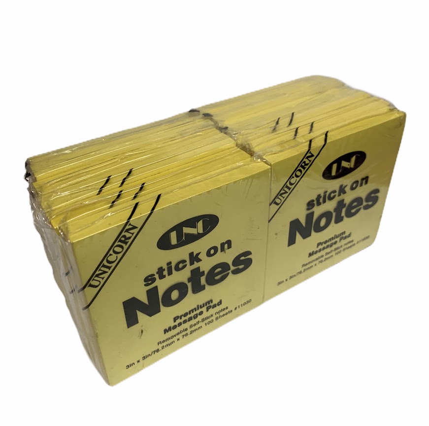 (Lot of 12 Stacks) Yellow Note Paper 3*3 Unc 7.6Cmx7.6Cm