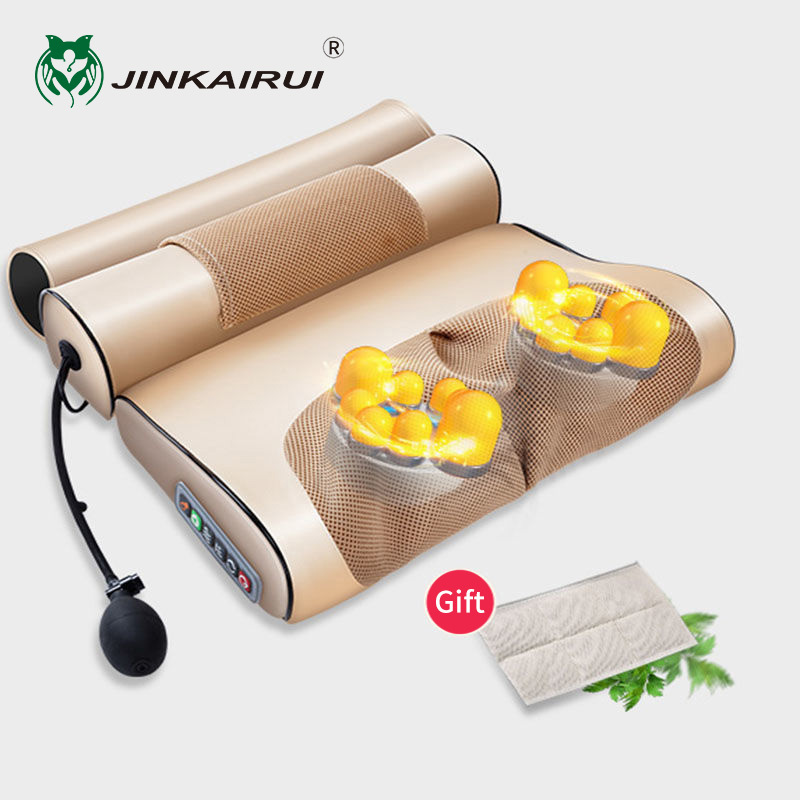 Jinkairui Mát xa cổ Máy nén khí gối xoa bóp điện cho toàn bộ cơ thể Sử dụng kép