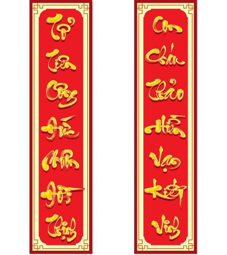 Bộ tranh dán tường 2 tấm Hoành Phi Câu Đối trang trí bàn thờ phòng thờ HPCD2 loại cao cấp nhiều kích thước