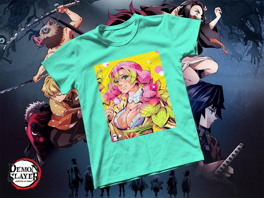 Áo thun Cotton Unisex - Anime - Kimetsu no Yaiba - Luyến trụ Mitsuri