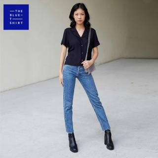 TheBlueTshirt - Quần Jeans Nữ Lưng Cao - Raw Hem Jeans (Western Wash) - Xanh thumbnail